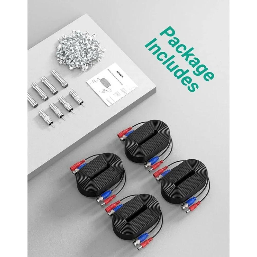 ANNKE 4 Pack 30M/100ft All-in-One Video Power Cables, BNC Extension